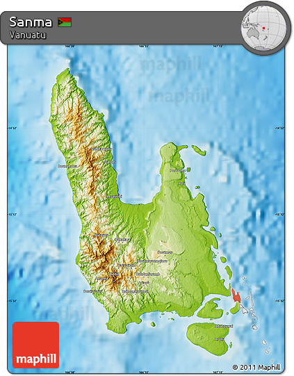 Physical Map of Sanma, single color outside
