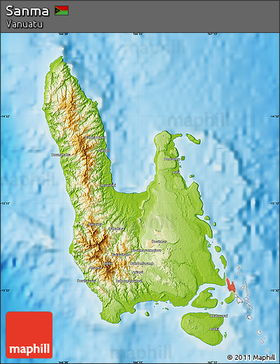 Physical Map of Sanma, single color outside
