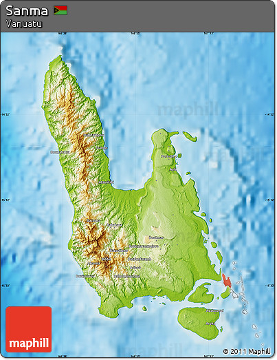Physical Map of Sanma, single color outside