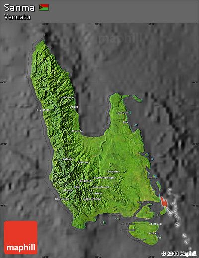 Satellite Map of Sanma, darken, desaturated