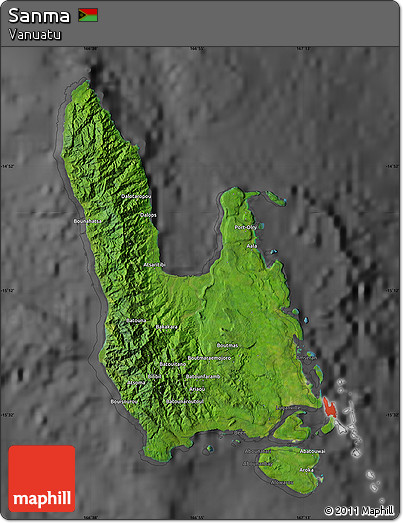 Satellite Map of Sanma, darken, desaturated