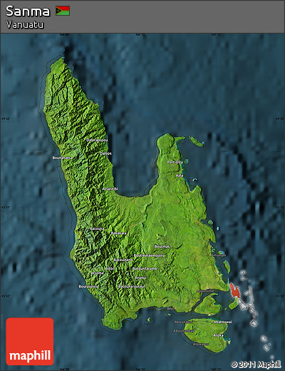 Satellite Map of Sanma, darken
