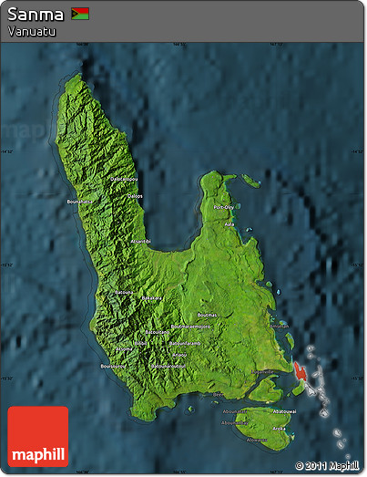 Satellite Map of Sanma, darken