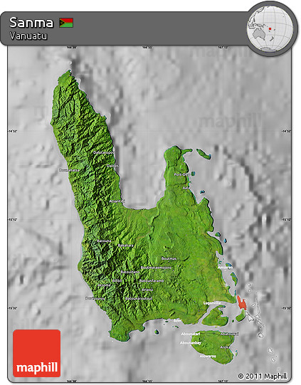 Satellite Map of Sanma, lighten, desaturated