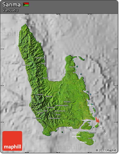 Satellite Map of Sanma, lighten, desaturated