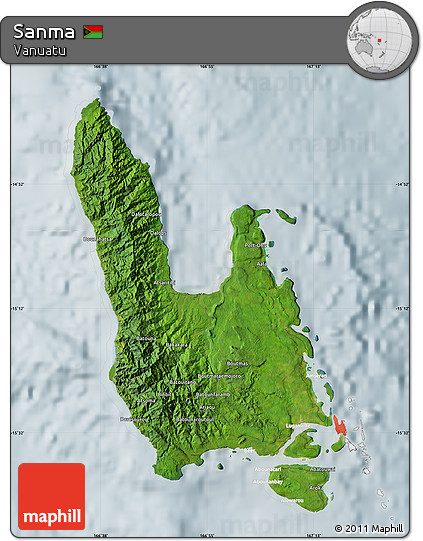 Satellite Map of Sanma, lighten