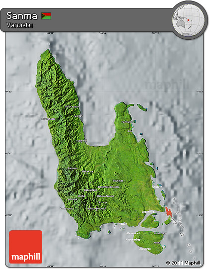 Satellite Map of Sanma, lighten, semi-desaturated