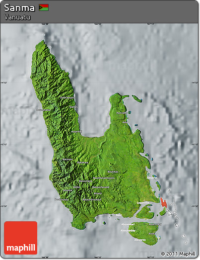 Satellite Map of Sanma, lighten, semi-desaturated