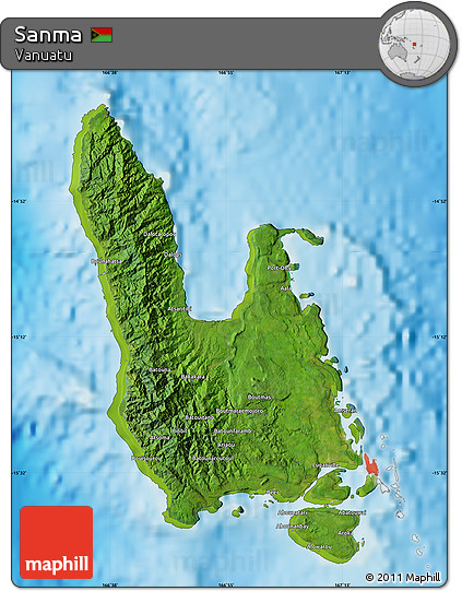 Satellite Map of Sanma, physical outside