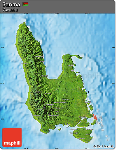 Satellite Map of Sanma, physical outside