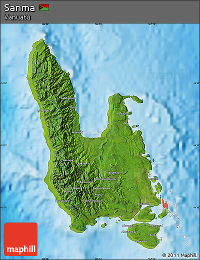 Satellite Map of Sanma, physical outside