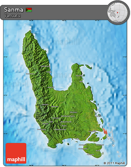 Satellite Map of Sanma, political outside