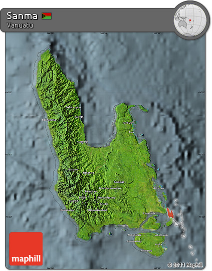 Satellite Map of Sanma, semi-desaturated
