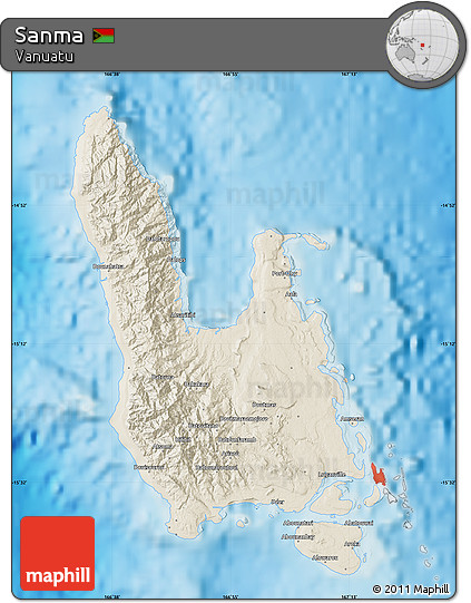 Shaded Relief Map of Sanma