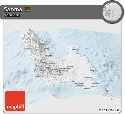 Gray Panoramic Map of Sanma