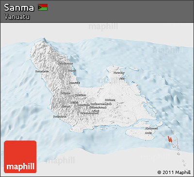 Gray Panoramic Map of Sanma, single color outside