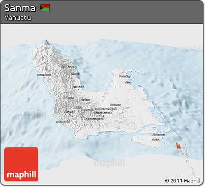 Gray Panoramic Map of Sanma, single color outside