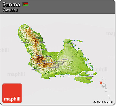 Physical Panoramic Map of Sanma, cropped outside