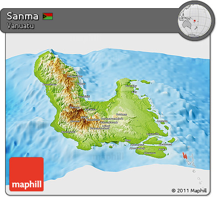 Physical Panoramic Map of Sanma