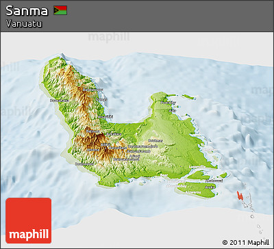 Physical Panoramic Map of Sanma, lighten