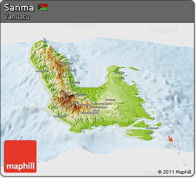 Physical Panoramic Map of Sanma, lighten