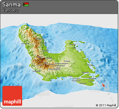 Physical Panoramic Map of Sanma, political outside