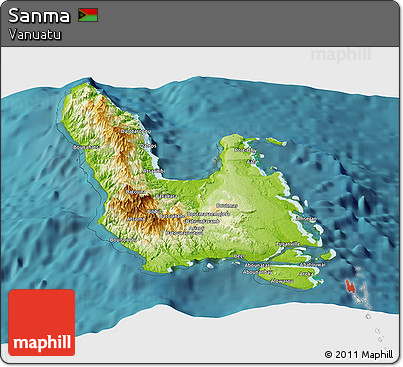 Physical Panoramic Map of Sanma, satellite outside