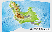 Physical Panoramic Map of Sanma, shaded relief outside