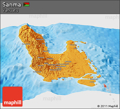 Political Panoramic Map of Sanma, single color outside