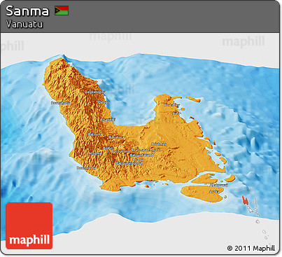 Political Panoramic Map of Sanma, single color outside