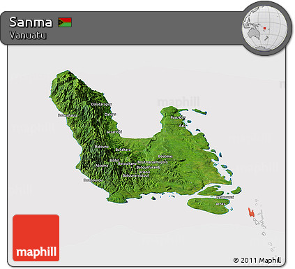 Satellite Panoramic Map of Sanma, cropped outside