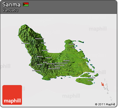 Satellite Panoramic Map of Sanma, cropped outside