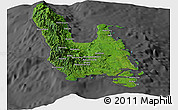 Satellite Panoramic Map of Sanma, darken, desaturated