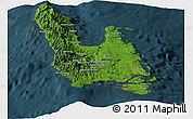 Satellite Panoramic Map of Sanma, darken