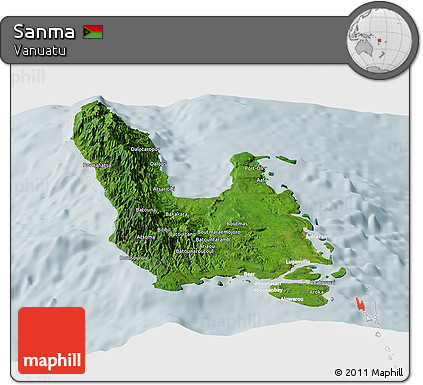 Satellite Panoramic Map of Sanma, lighten