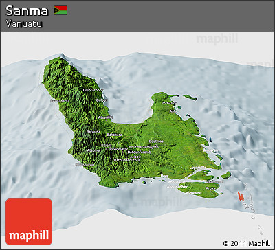 Satellite Panoramic Map of Sanma, lighten