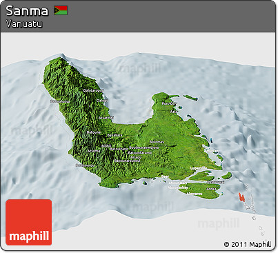 Satellite Panoramic Map of Sanma, lighten