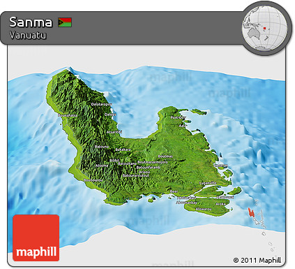 Satellite Panoramic Map of Sanma, physical outside