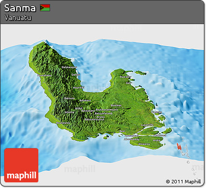 Satellite Panoramic Map of Sanma, physical outside