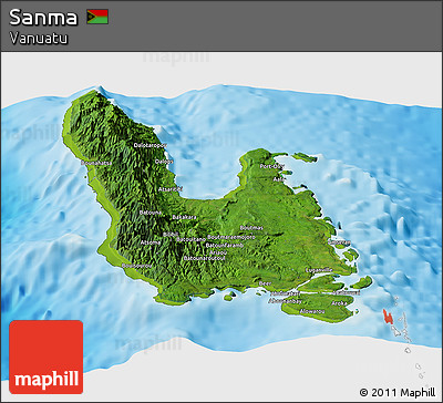 Satellite Panoramic Map of Sanma, physical outside