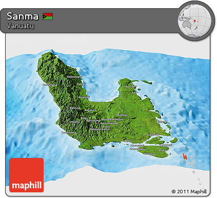 Satellite Panoramic Map of Sanma, political outside