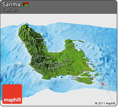 Satellite Panoramic Map of Sanma, political outside