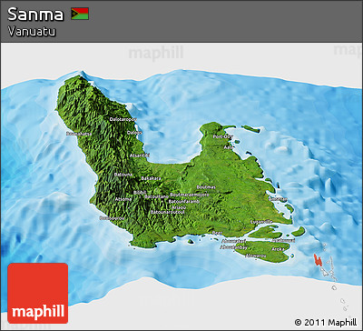 Satellite Panoramic Map of Sanma, political outside