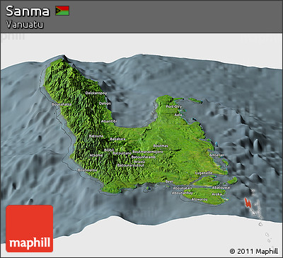 Satellite Panoramic Map of Sanma, semi-desaturated