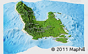 Satellite Panoramic Map of Sanma, shaded relief outside