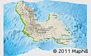 Shaded Relief Panoramic Map of Sanma, physical outside