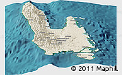 Shaded Relief Panoramic Map of Sanma, satellite outside