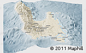 Shaded Relief Panoramic Map of Sanma, semi-desaturated