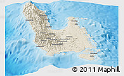 Shaded Relief Panoramic Map of Sanma, single color outside