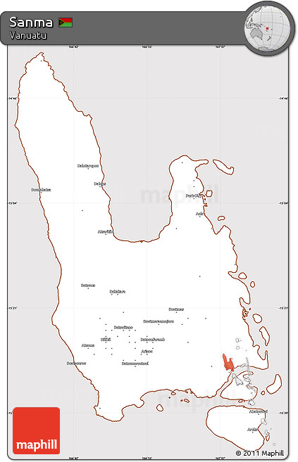 Classic Style Simple Map of Sanma, cropped outside